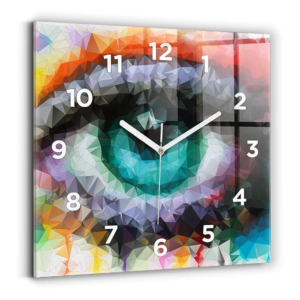 Pendule carrée en verre Œil humain coloré