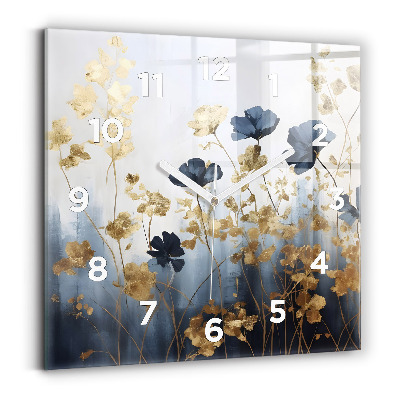 Pendule carrée en verre Fleurs abstraites