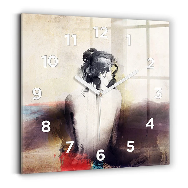 Horloge murale carrée Portrait abstrait d'une femme