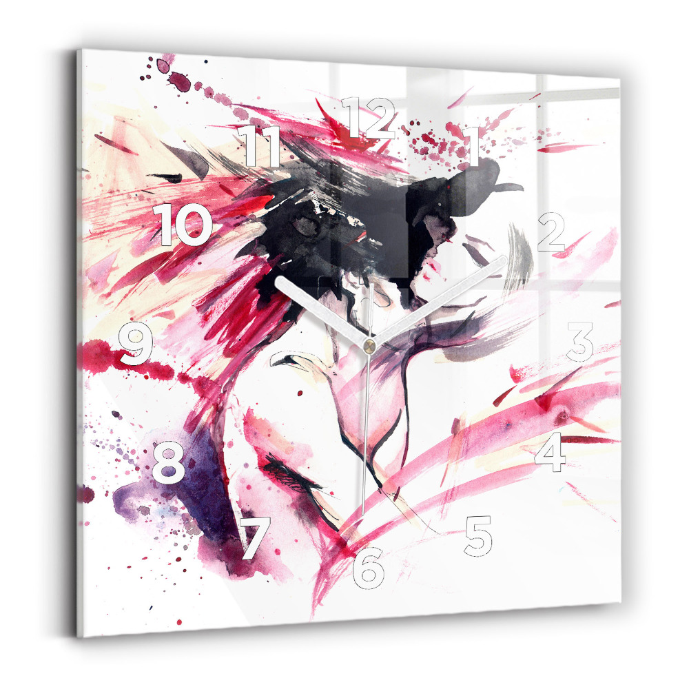 Pendule carrée en verre Amoureux abstrait