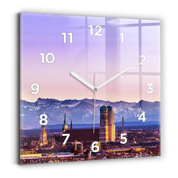Pendule carrée en verre Alpes allemandes Munich