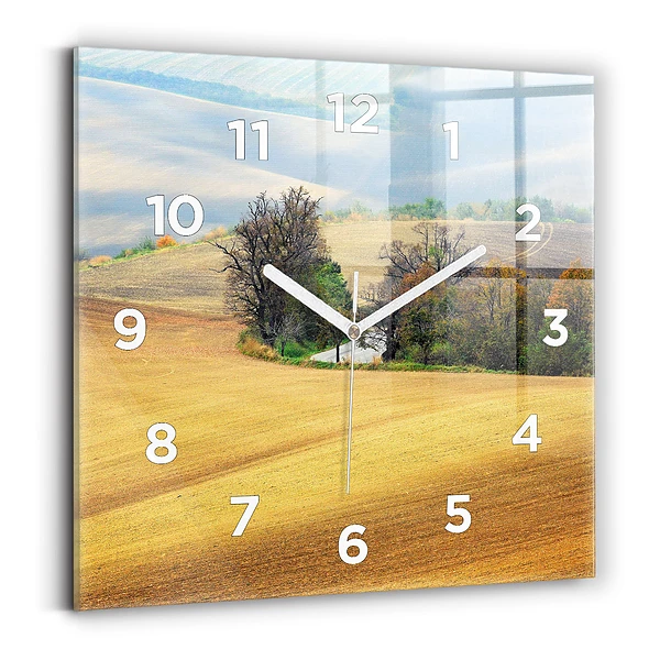 Horloge murale carrée Moravie Paysage rural
