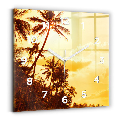 Horloge murale carrée Palmiers ensoleillés