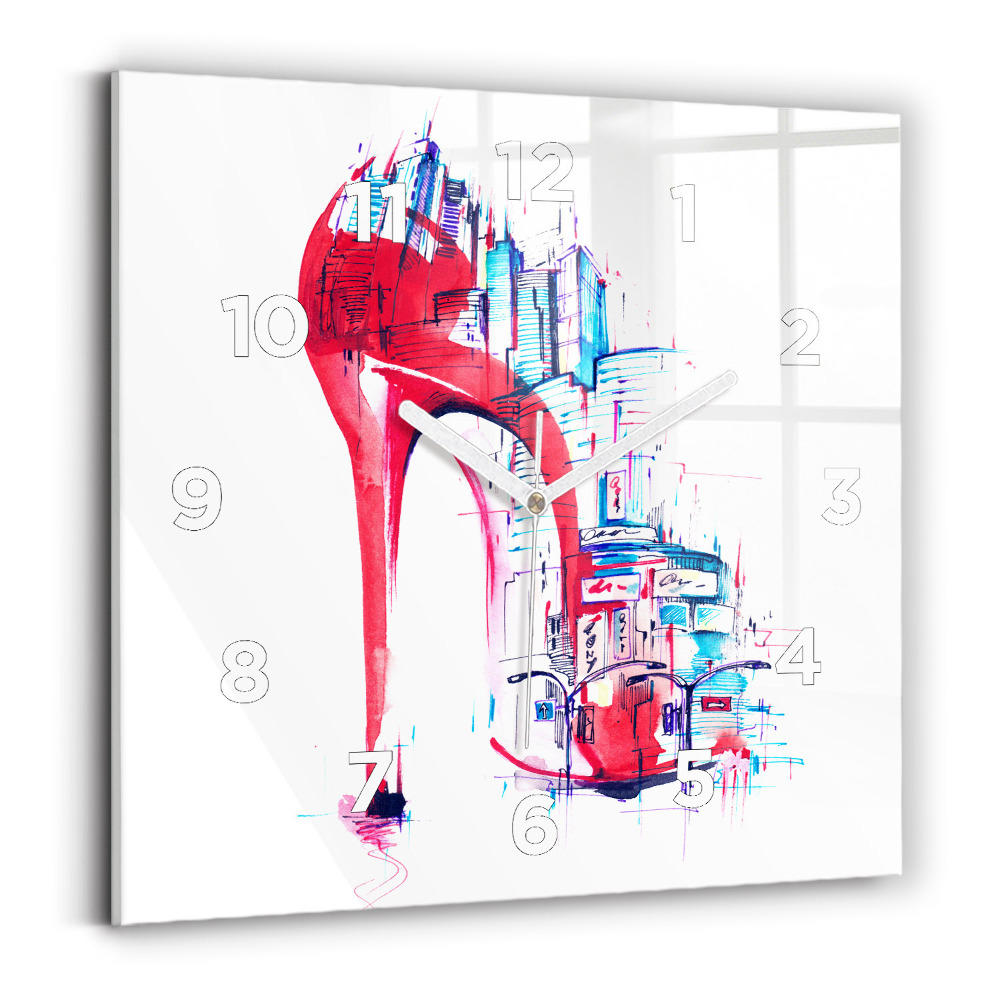 Pendule carrée en verre Talon rouge