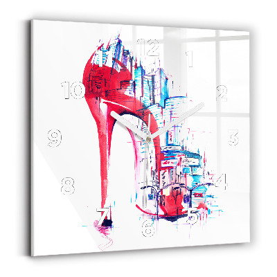 Pendule carrée en verre Talon rouge