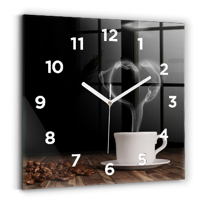 Horloge murale carrée Tasse de café chaud