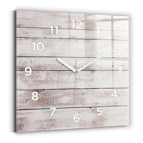Horloge murale carrée Planches de bois clair