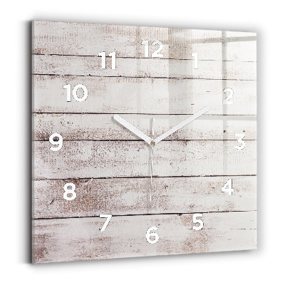 Horloge murale carrée Planches de bois clair