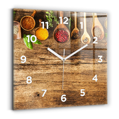 Horloge carrée en verre Cuillères d'épices