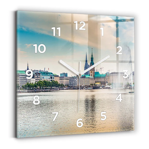 Pendule carrée en verre Binnenalster à Hambourg