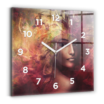 Horloge murale carrée Portrait de femme