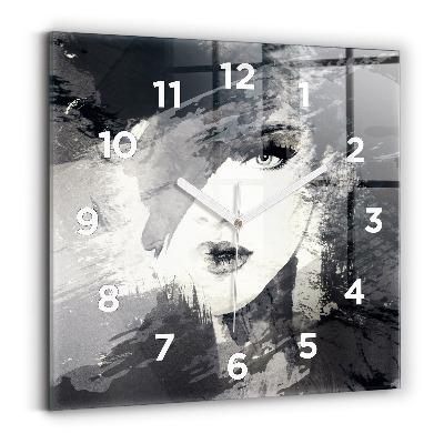 Pendule carrée en verre Femme - aquarelle