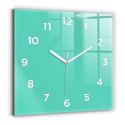 Horloge carrée en verre Turquoise