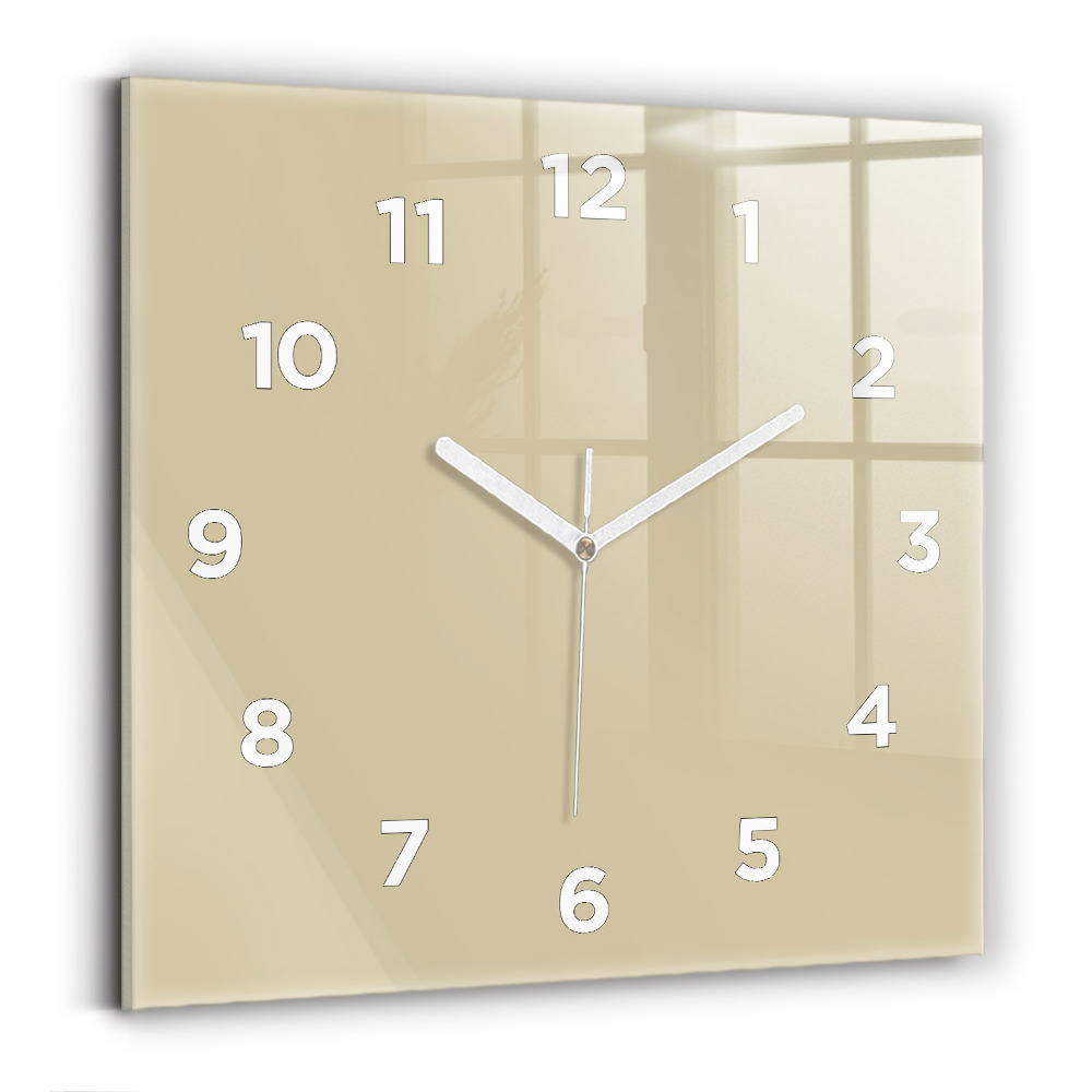 Pendule carrée en verre Beige