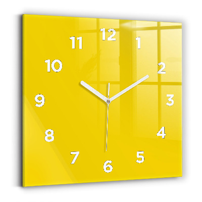 Horloge carrée en verre Jaune