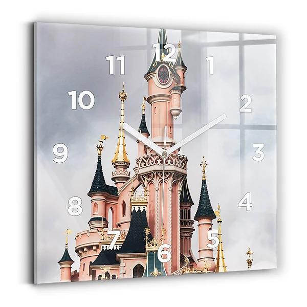 Pendule carrée en verre Château de Disneyland à Paris
