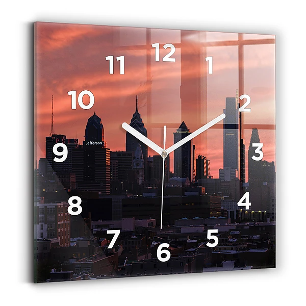 Horloge murale carrée Panorama de Philadelphie