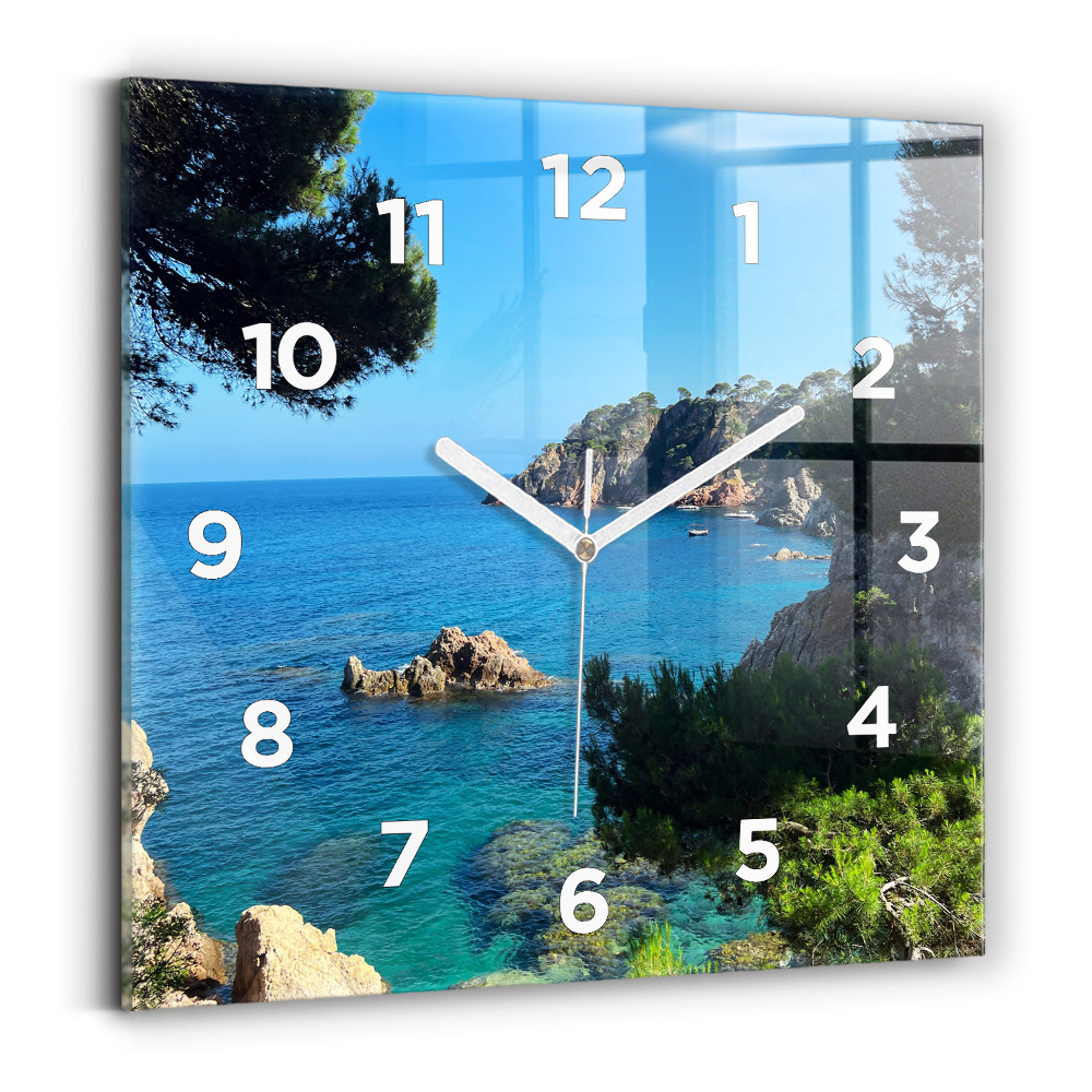 Horloge murale carrée Côte de la Costa Brava