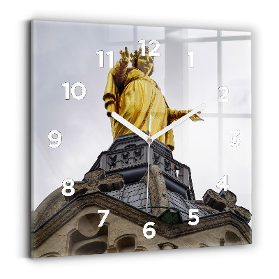 Pendule carrée en verre Statue de Notre-Dame à Lyon