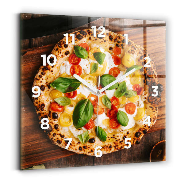 Pendule carrée en verre Pizza italienne