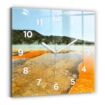 Horloge murale carrée Lac avec montagnes