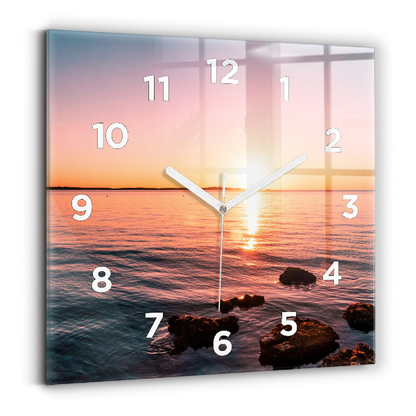 Horloge murale carrée Rochers au coucher du soleil