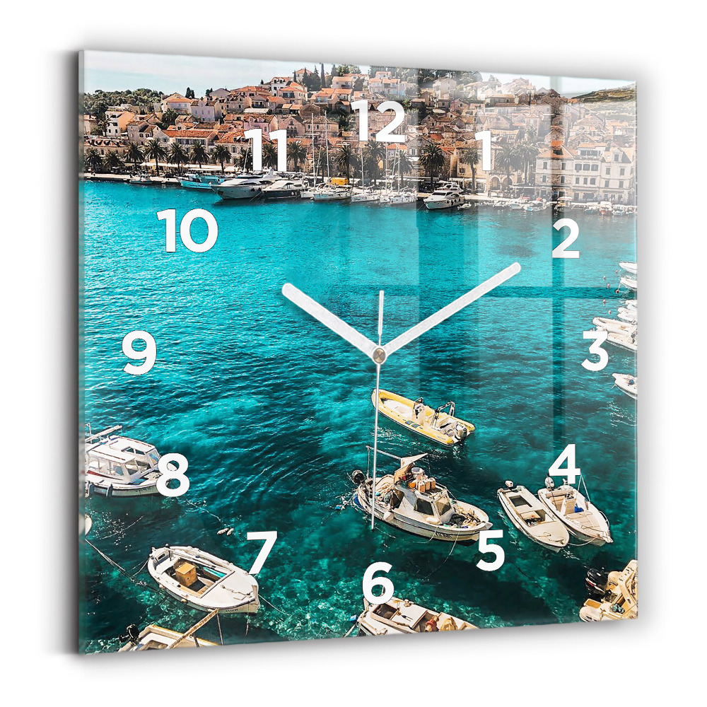 Horloge carrée en verre Bateaux en Croatie
