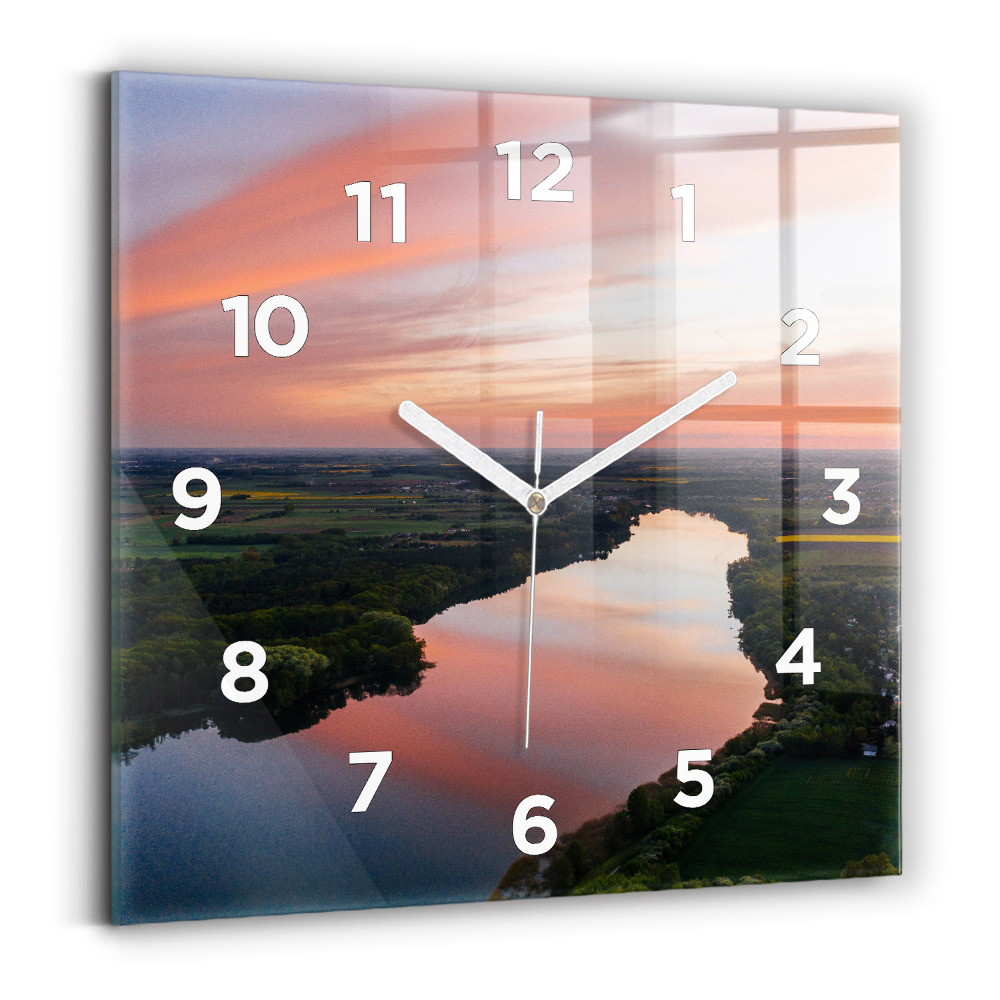 Horloge carrée en verre Vue d'un lac