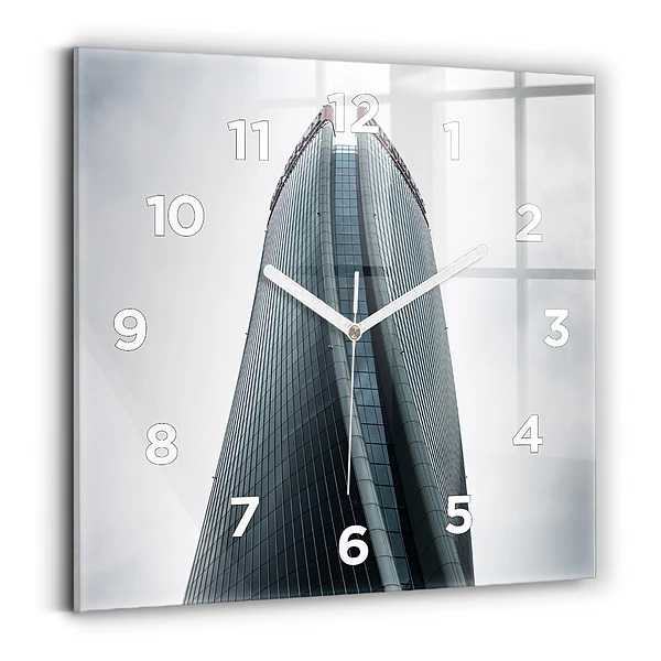 Pendule carrée en verre Gratte-ciel de Milan