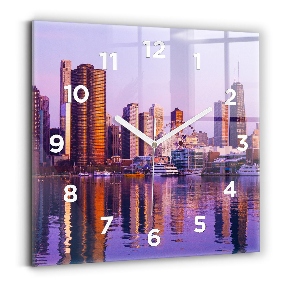 Horloge carrée en verre Vue des gratte-ciel des États-Unis