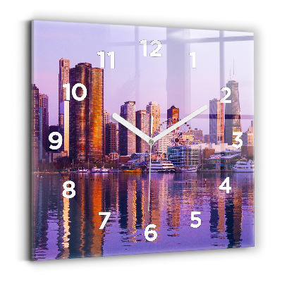 Horloge carrée en verre Vue des gratte-ciel des États-Unis