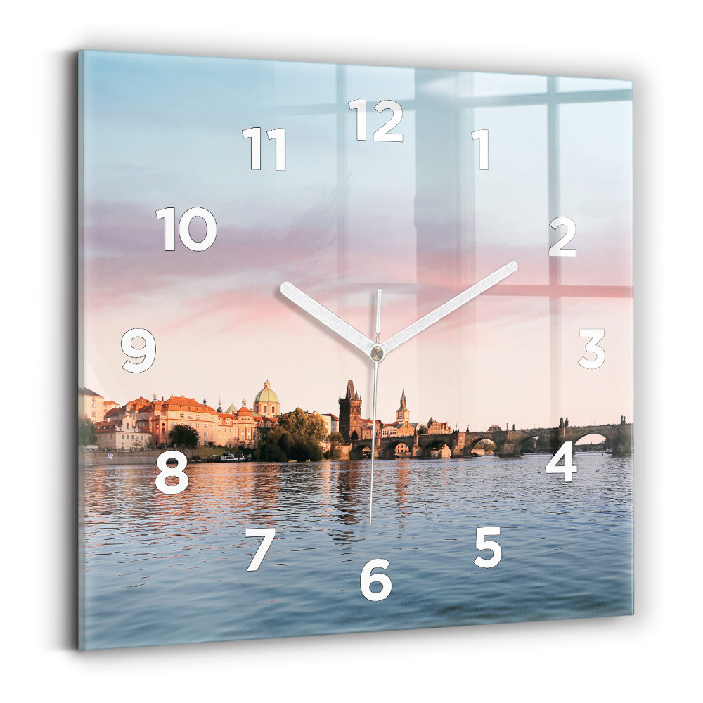 Pendule carrée en verre Pont Charles à Prague