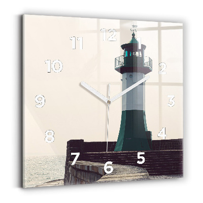Horloge murale carrée Phare et mer