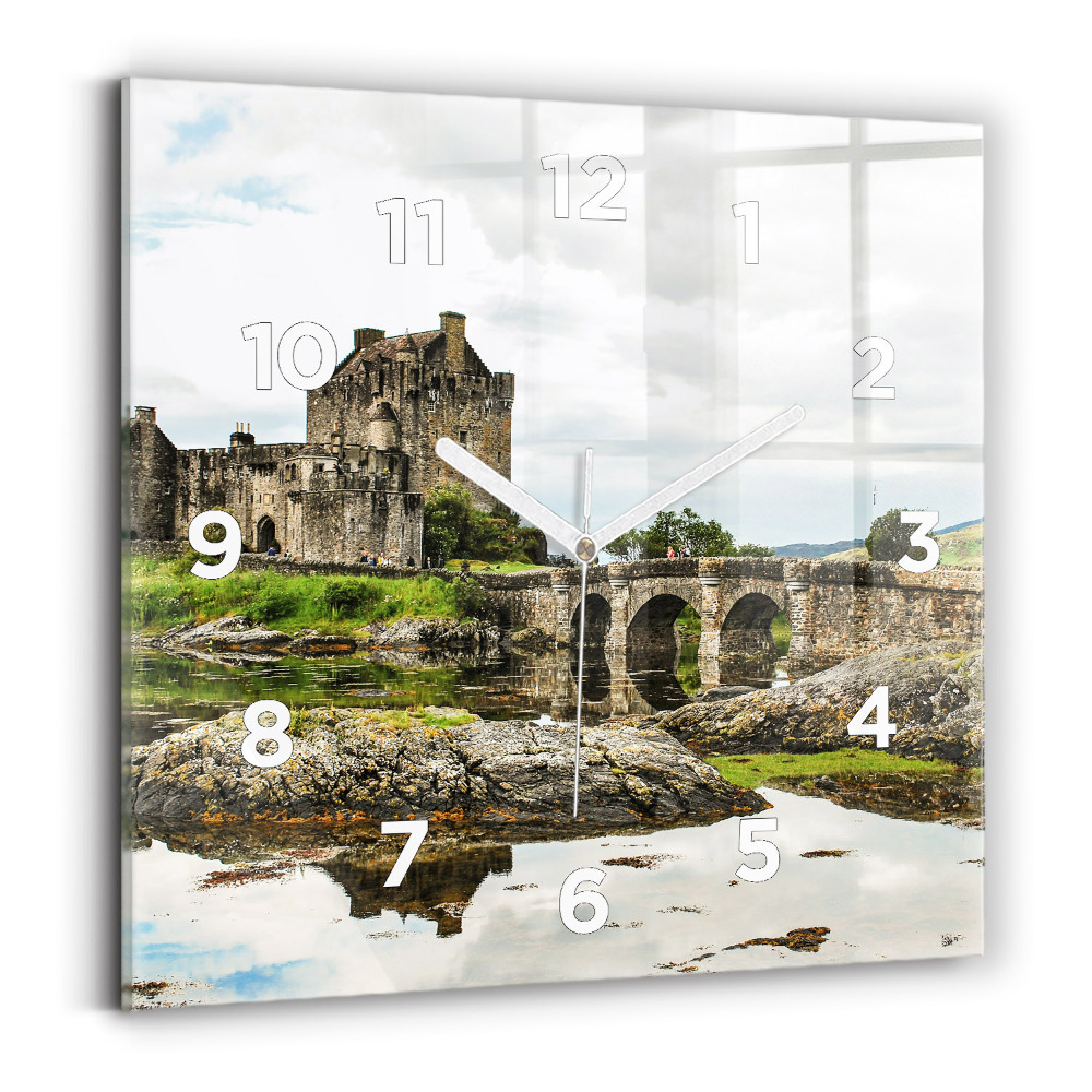 Horloge carrée en verre Château d'Eilean Donan en Écosse