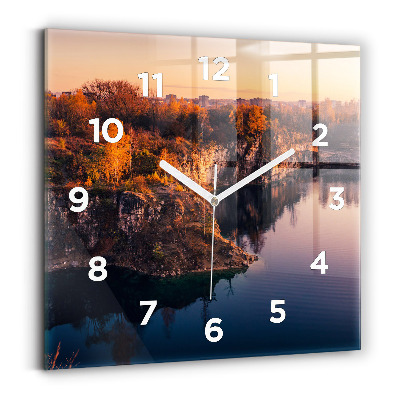 Horloge murale carrée Lac Zakrzówek de Cracovie