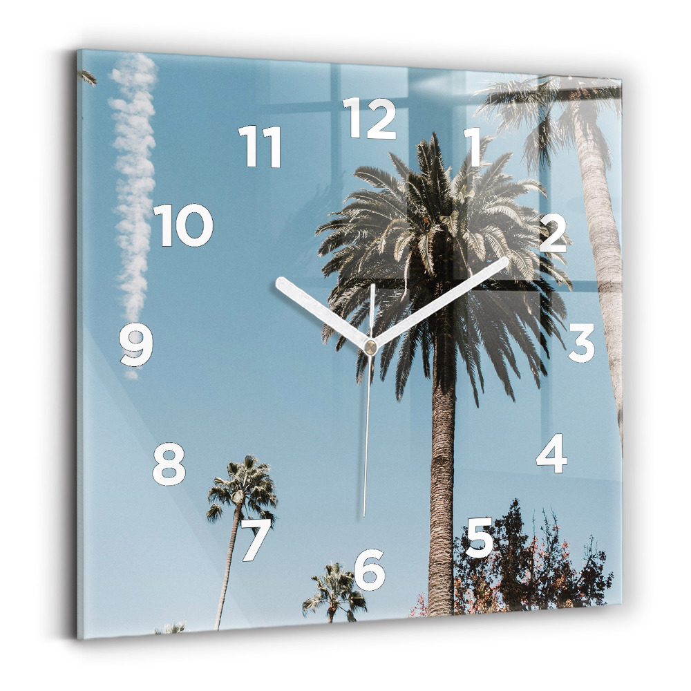 Horloge carrée en verre Palmiers à Los Angeles