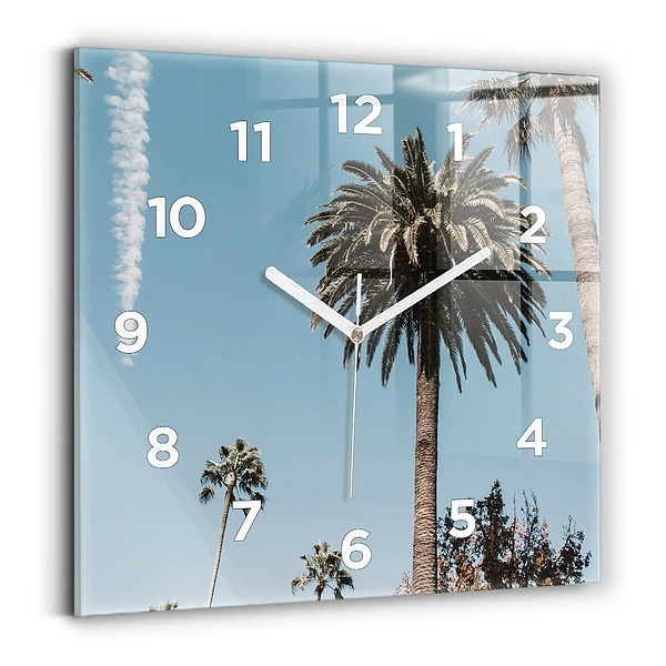 Horloge carrée en verre Palmiers à Los Angeles