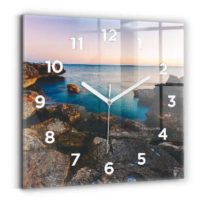 Horloge carrée en verre Paysage marin