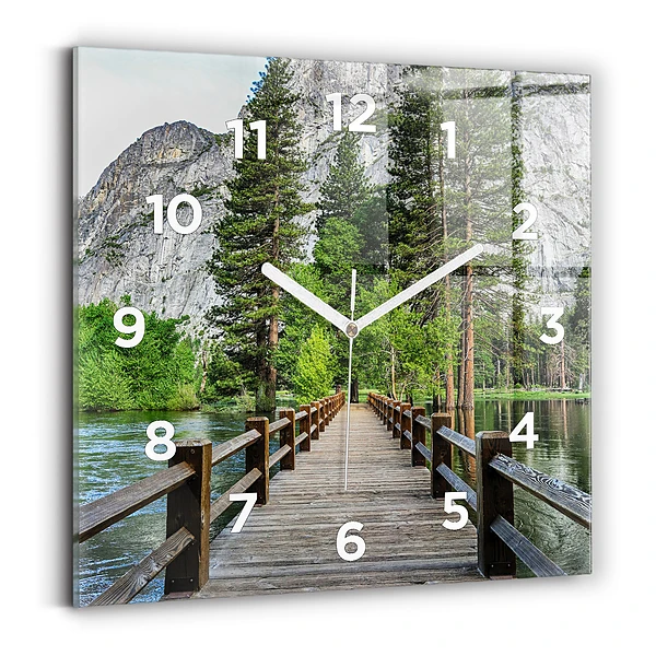 Pendule carrée en verre Pont en bois à Yosemite