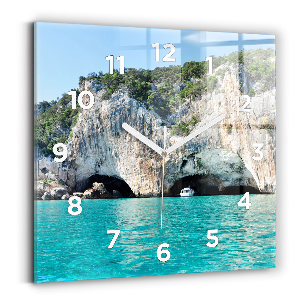Horloge carrée en verre Grotte sous-marine