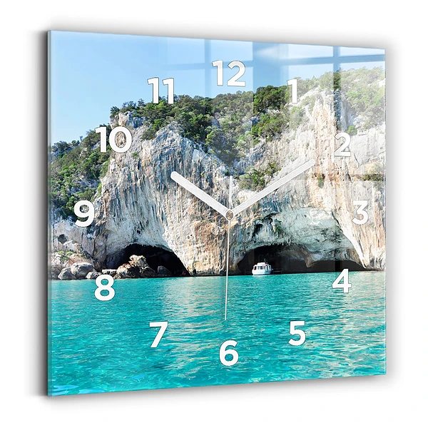 Horloge carrée en verre Grotte sous-marine