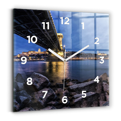 Horloge murale carrée Rivage rocheux sous le pont
