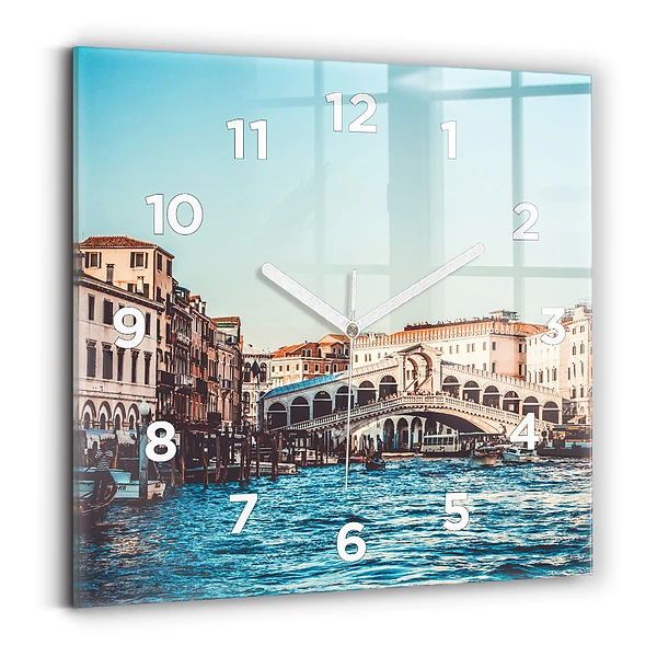 Horloge murale carrée Le pont du Rialto à Venise