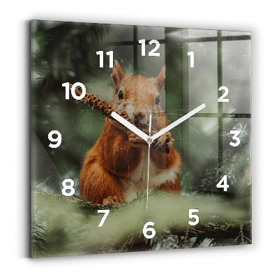 Horloge carrée en verre Écureuil et animaux sauvages