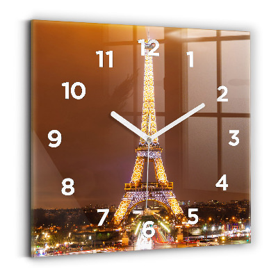 Horloge carrée en verre Tour Eiffel illuminée