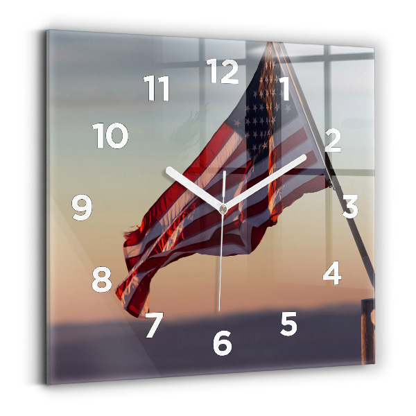 Horloge murale carrée Le drapeau américain flottant