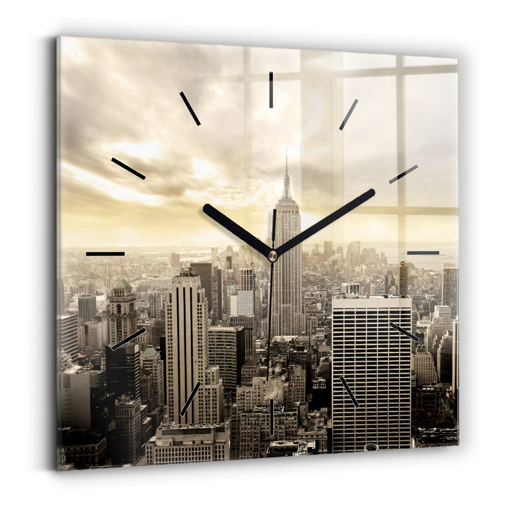 Pendule carrée en verre Tours à New York