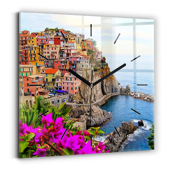 Pendule carrée en verre Côte des Cinque Terre