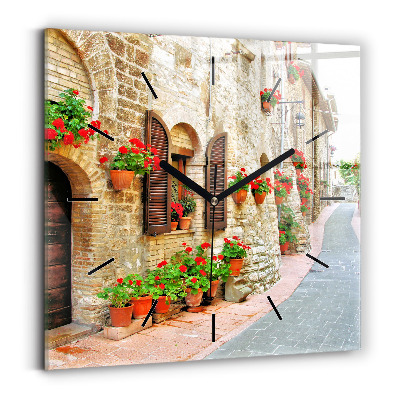 Pendule carrée en verre Rue pittoresque