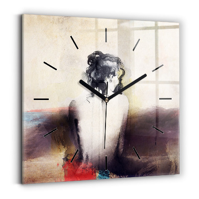 Horloge murale carrée Portrait abstrait d'une femme